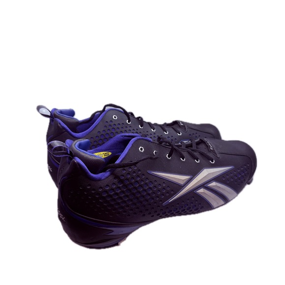 Reebok NFL Football Cleats Black Royal Blue Silver Men Size 16 Rare - Picture 4 of 7